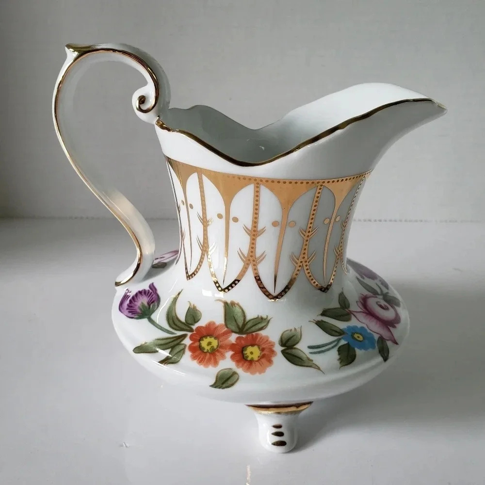 Vintage  Royal Danube Small Pitcher Floral with Gold Tim.